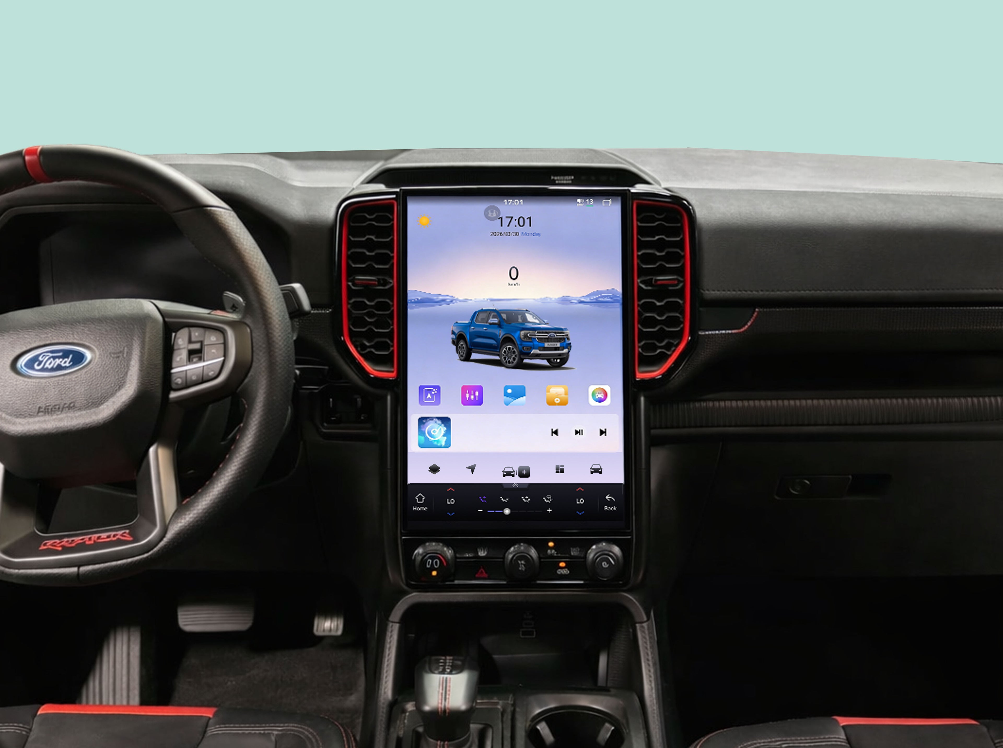 V7 Pro Dual Custom Vertical Dashboard System for Ford Ranger 2014 (T6 Generation)